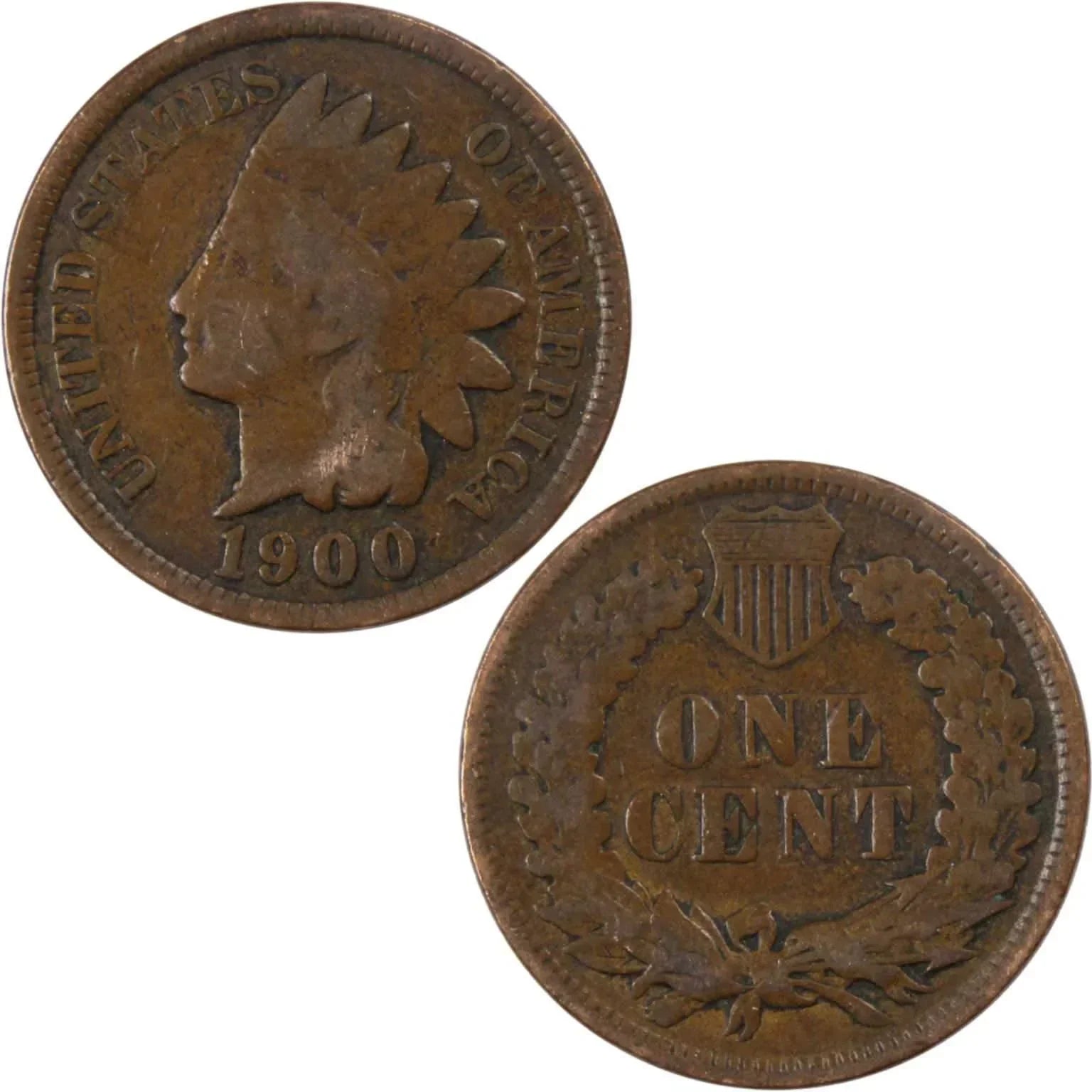 1900 Indian Head Cent AG About Good Bronze Penny 1c Coin Collectible
