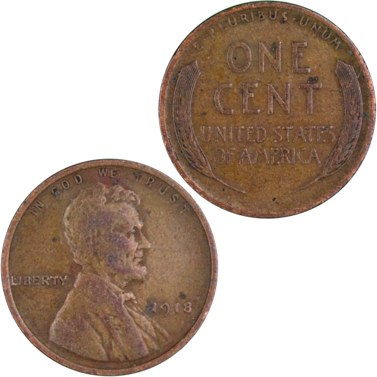 1918 Lincoln Wheat Cent VF Very Fine Bronze Penny 1c Coin Collectible