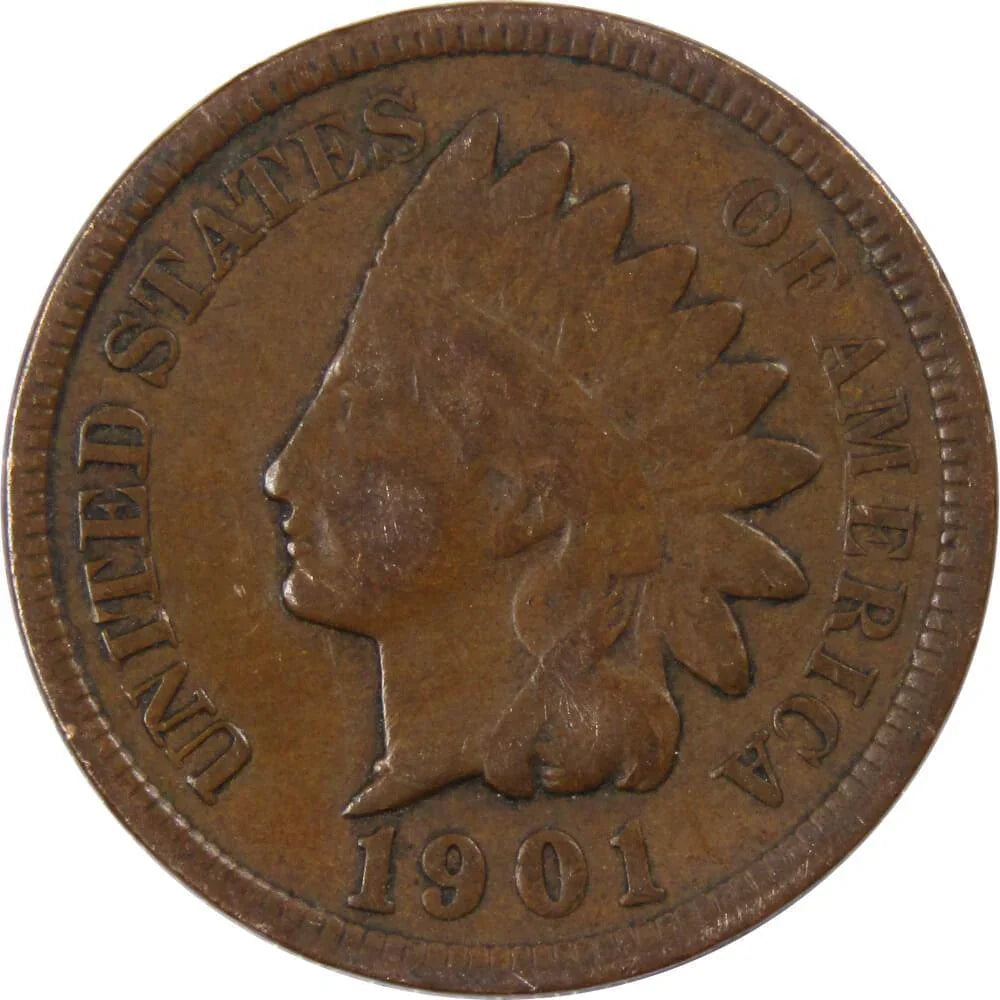 1901 Indian Head Cent VG Very Good Bronze Penny 1c Coin Collectible