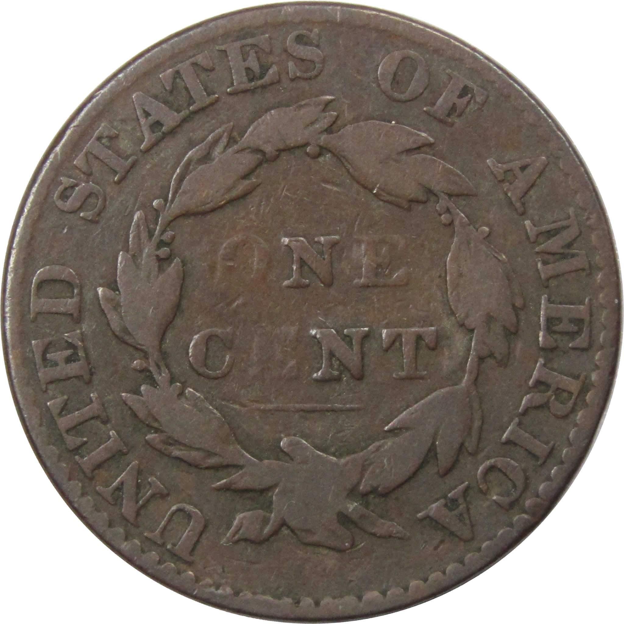 1827 Coronet Head Large Cent F Fine Copper Penny 1c SKU:IPC464