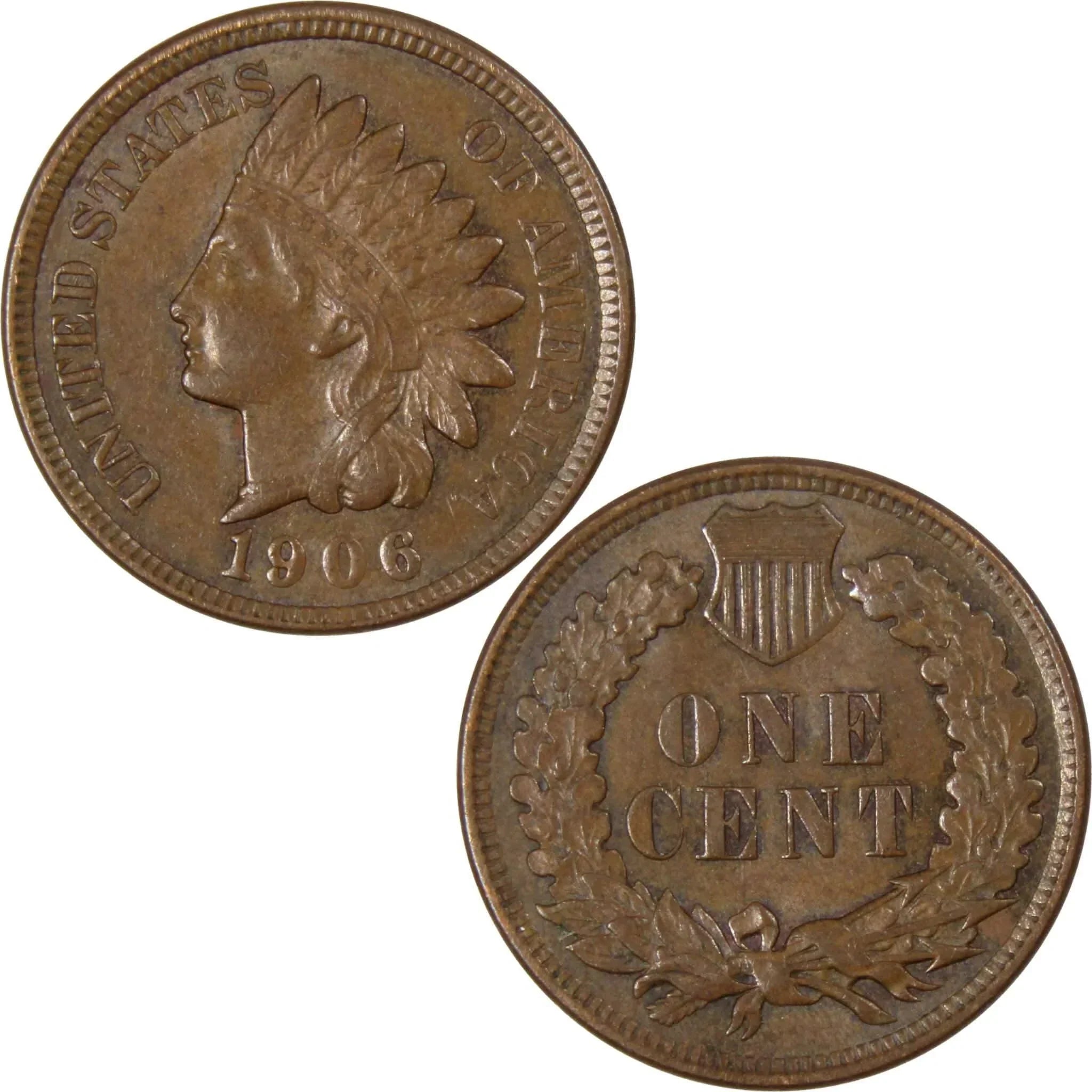 1906 Indian Head Cent AU About Uncirculated Bronze Penny 1c Coin Collectible