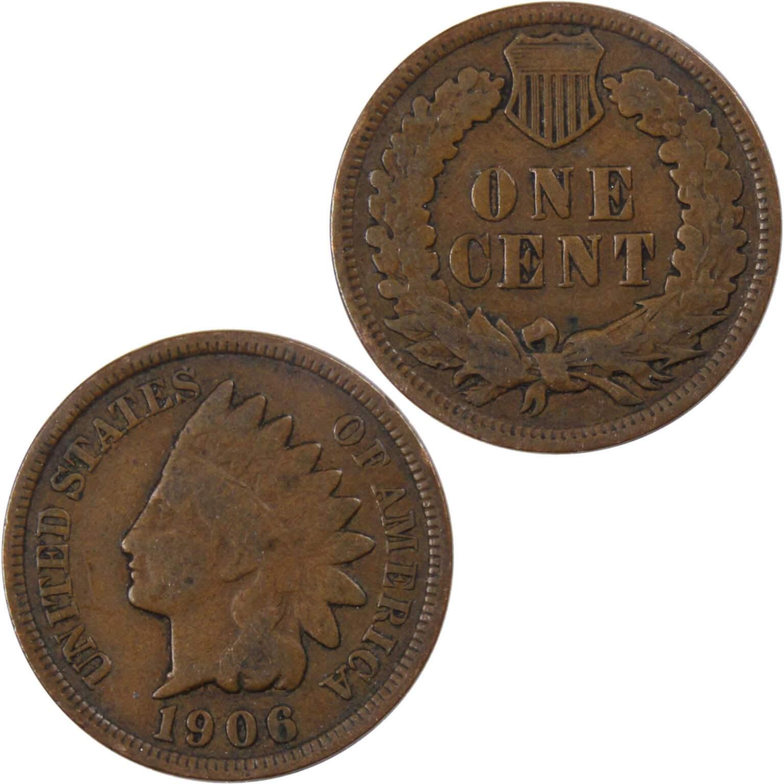 1906 Indian Head Cent G Good Bronze Penny 1c Coin Collectible