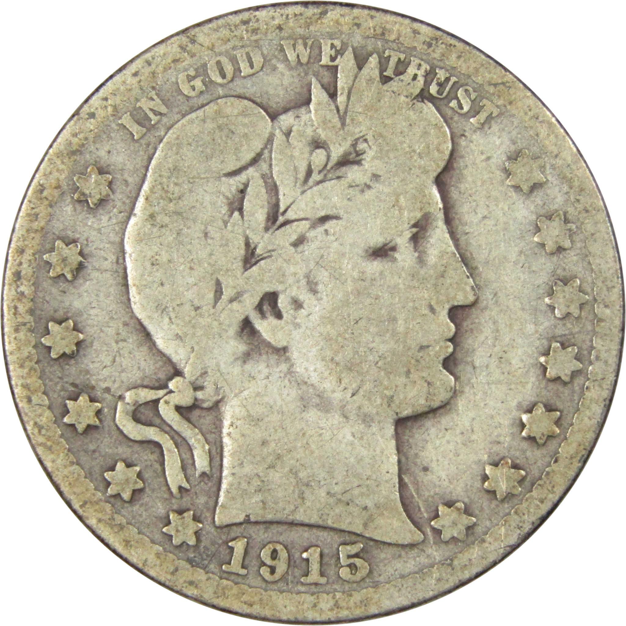 1915 D Barber Quarter AG About Good 90% Silver 25c US Type Coin Collectible