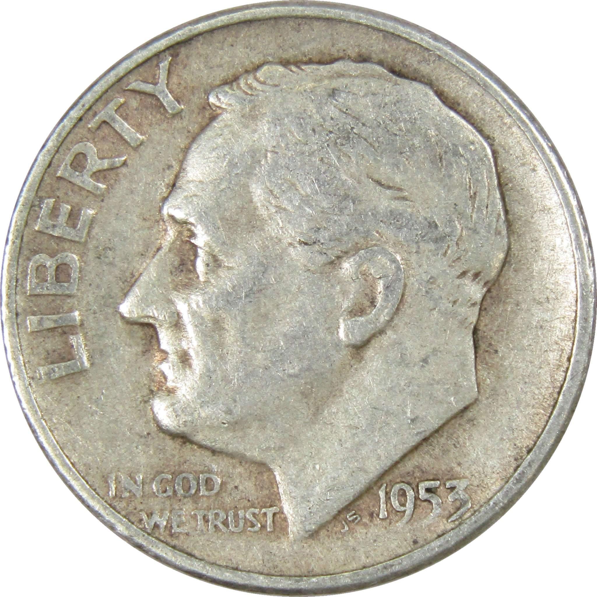 1953 S Roosevelt Dime AG About Good 90% Silver 10c US Coin Collectible