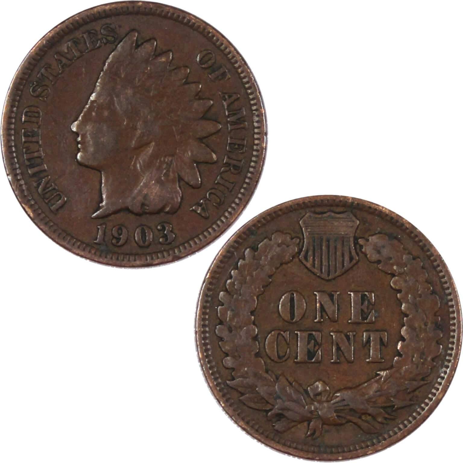 1903 Indian Head Cent VG Very Good Bronze Penny 1c Coin Collectible