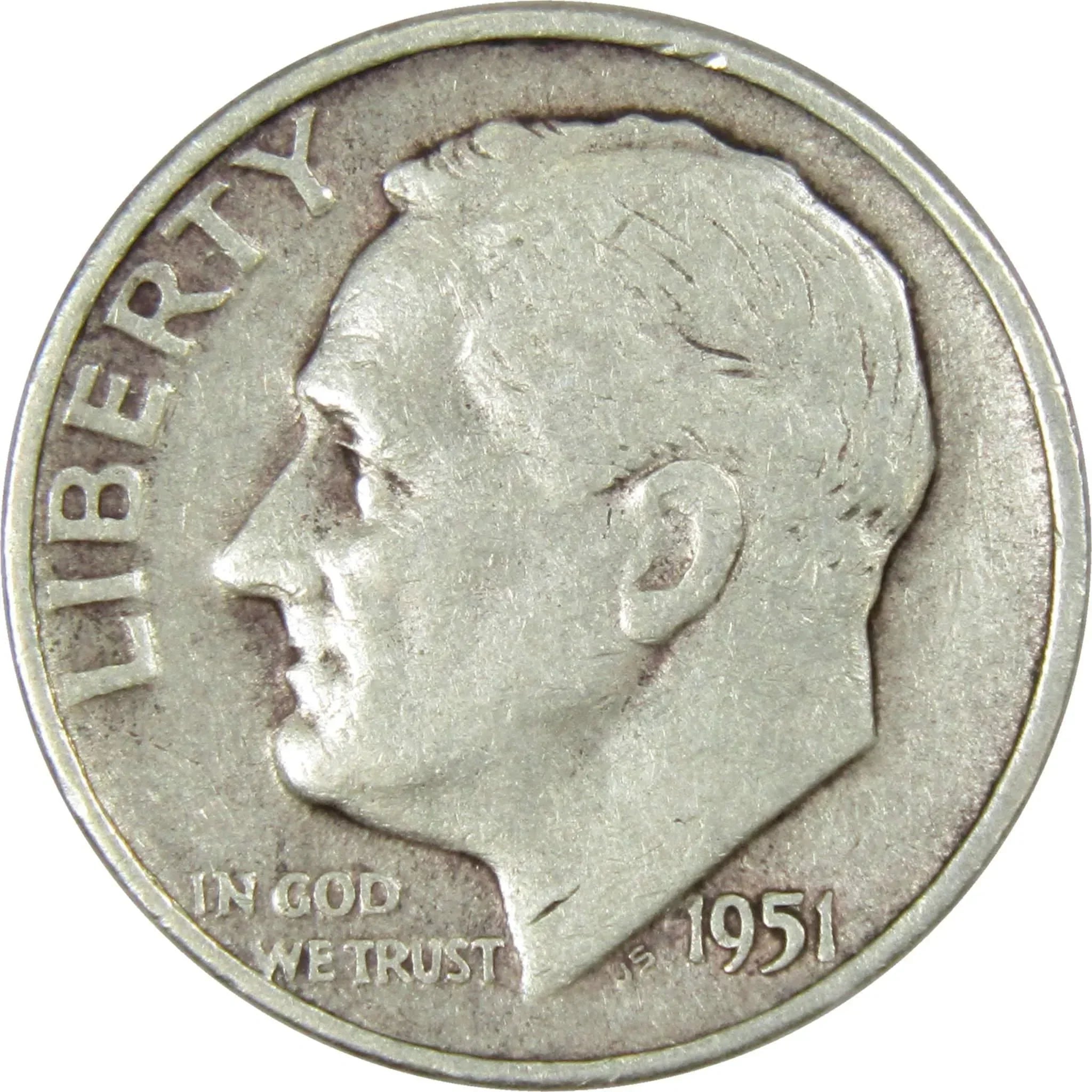 1951 D Roosevelt Dime AG About Good 90% Silver 10c US Coin Collectible