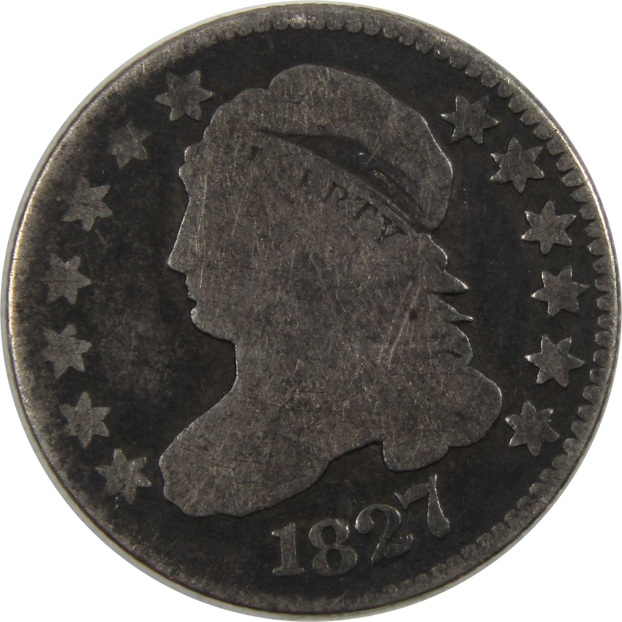 1827 Pointed Top Capped Bust Dime G Good 89.24% Silver SKU:I4603