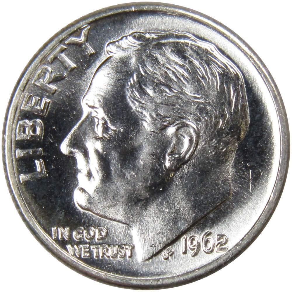 1962 Roosevelt Dime BU Uncirculated Mint State 90% Silver 10c US Coin