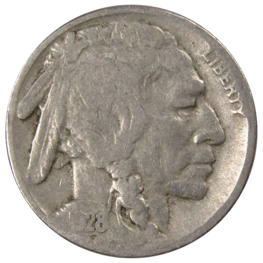 1928 Indian Head Buffalo Nickel 5 Cent Piece G Good 5c US Coin Collectible