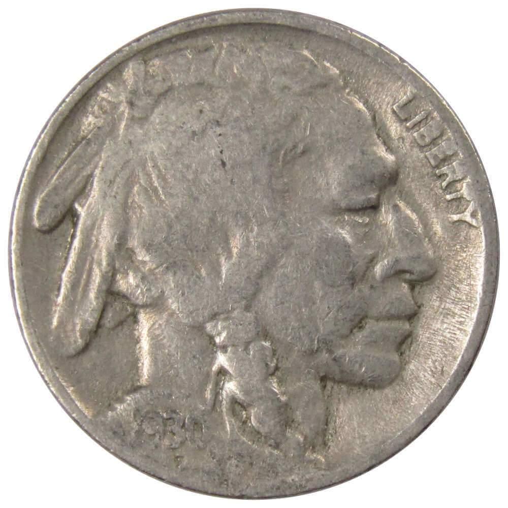 1930 Indian Head Buffalo Nickel 5 Cent Piece F Fine 5c US Coin Collectible
