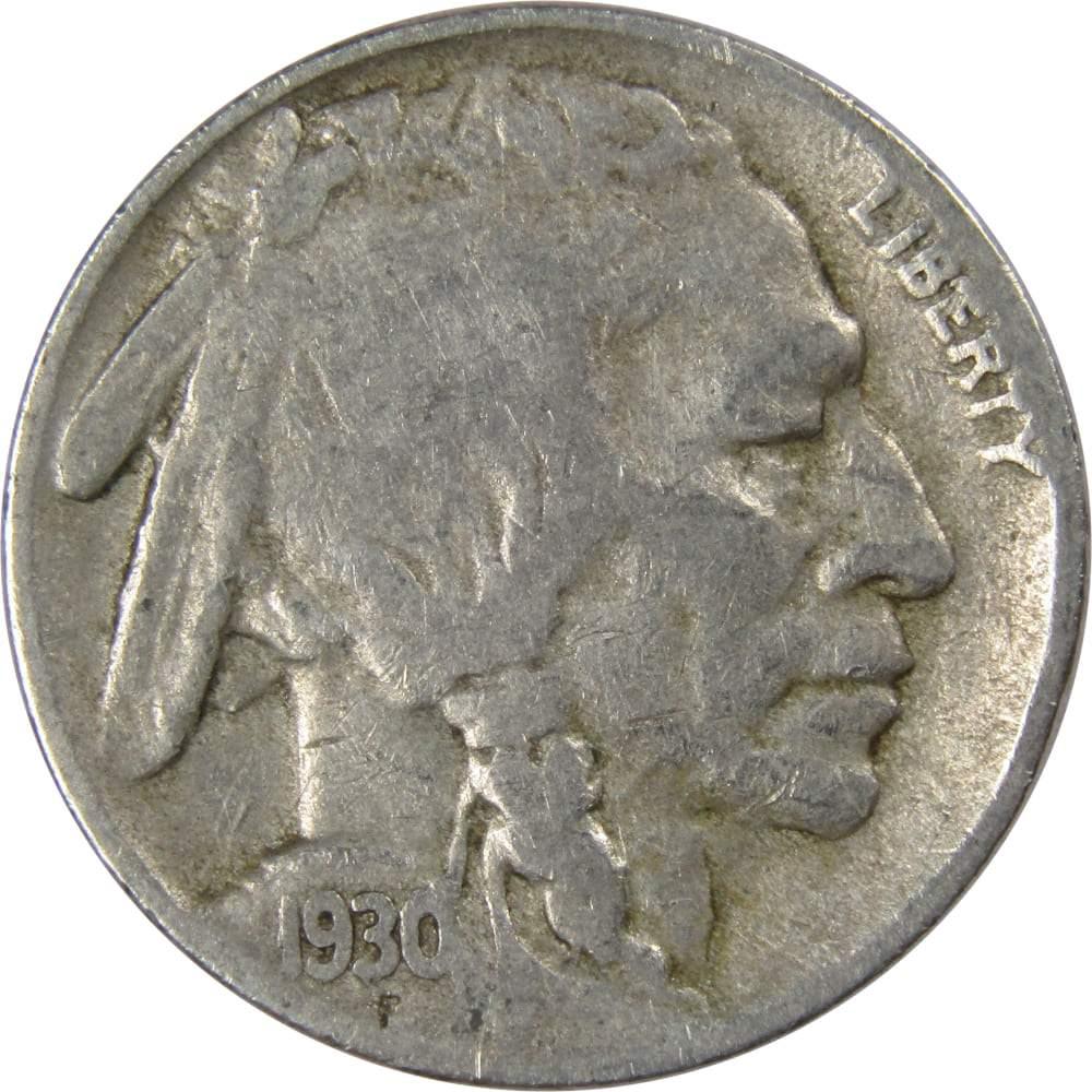 1930 S Indian Head Buffalo Nickel 5 Cent Piece VG Very Good 5c US Coin