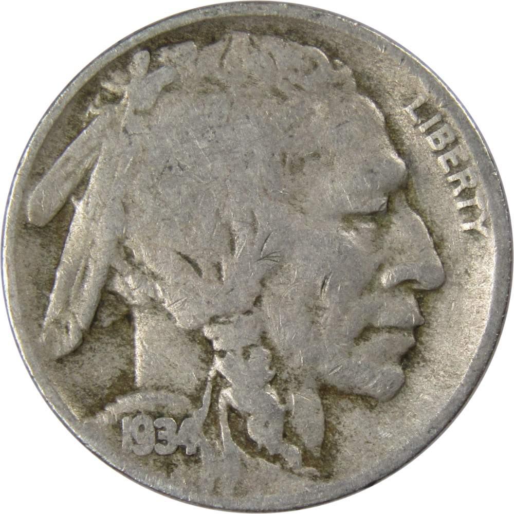 1934 D Indian Head Buffalo Nickel 5 Cent Piece VG Very Good 5c US Coin