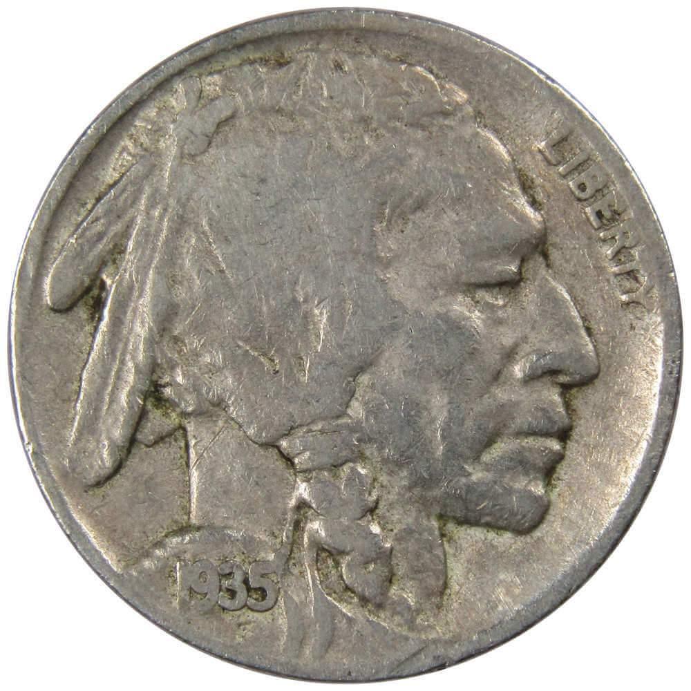 1935 D Indian Head Buffalo Nickel 5 Cent Piece AG About Good 5c US Coin