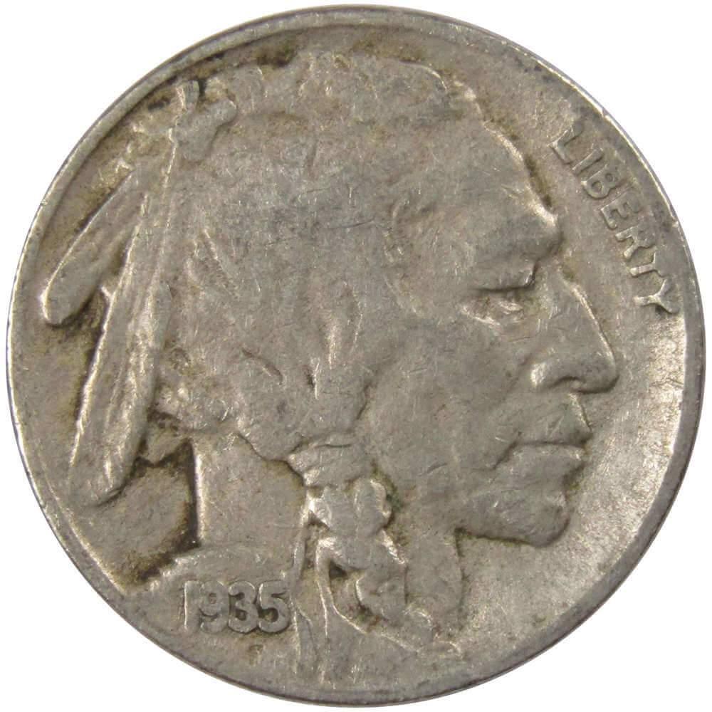 1935 S Indian Head Buffalo Nickel 5 Cent Piece F Fine 5c US Coin Collectible