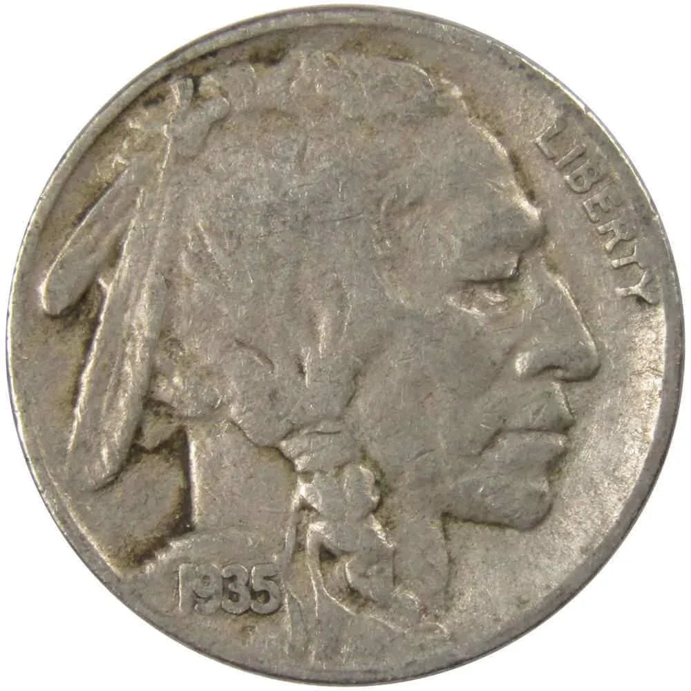 1935 S Indian Head Buffalo Nickel 5 Cent Piece F Fine 5c US Coin Collectible