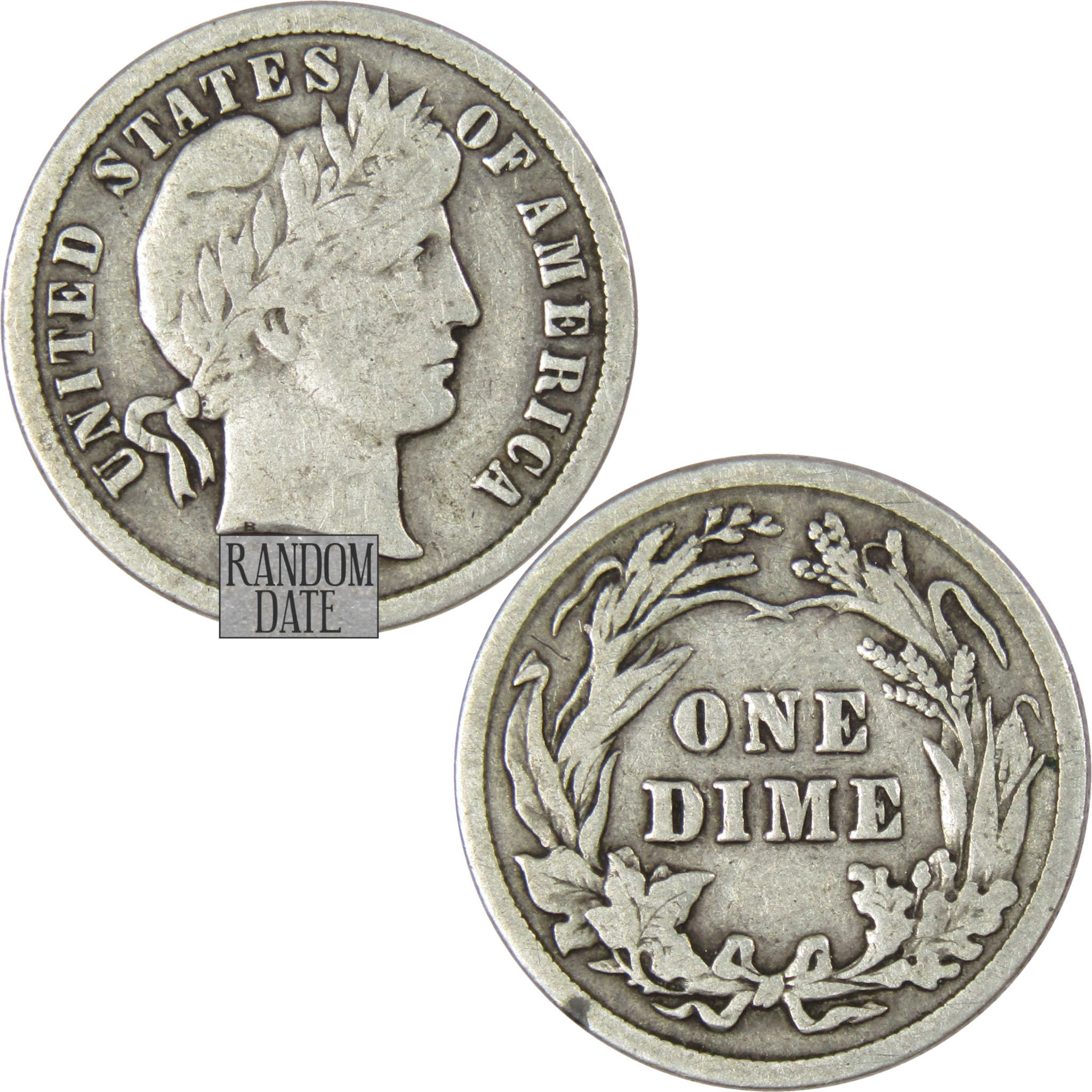 Barber Dime VG Very Good Random Date 90% Silver 10c US Type Coin Collectible