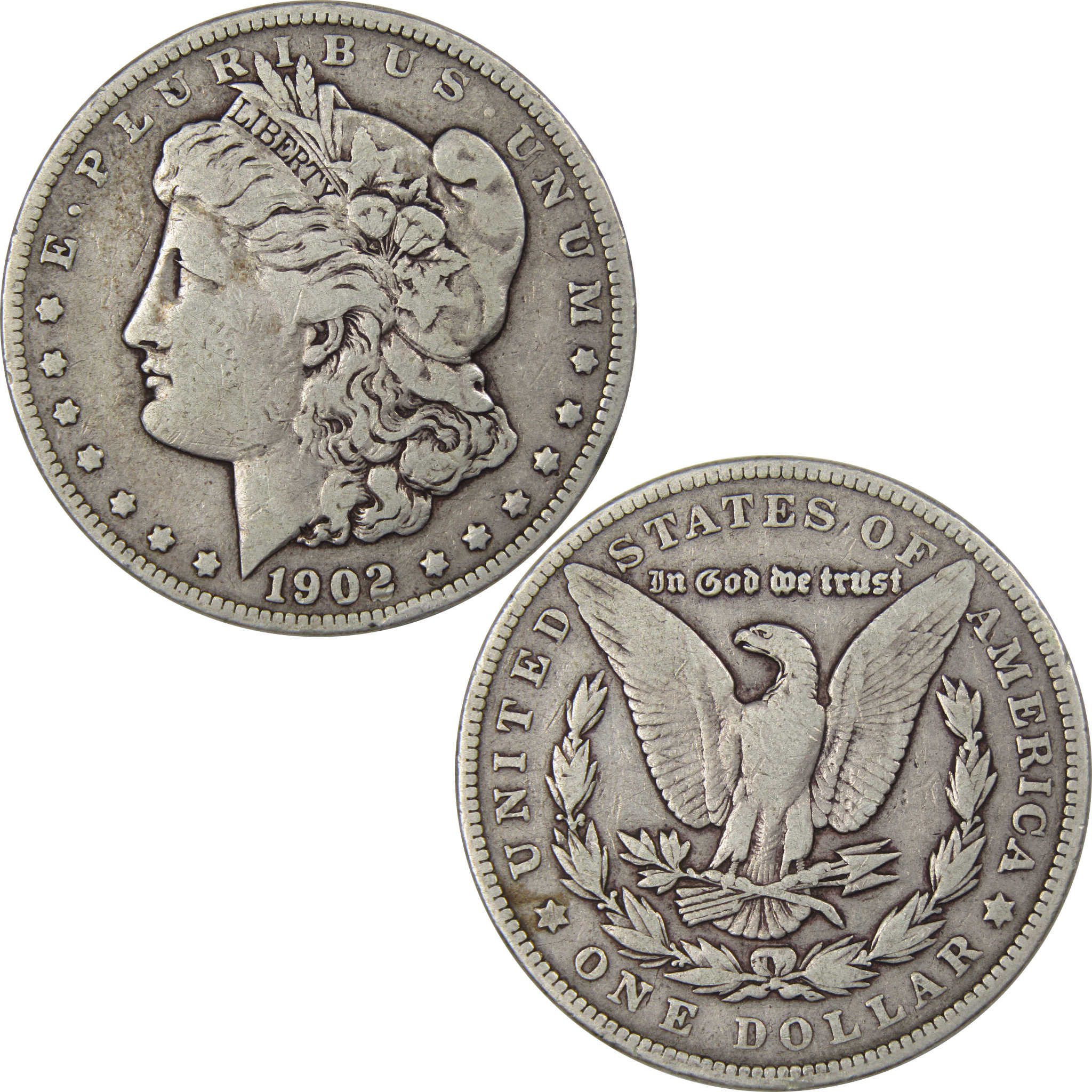 1902 Morgan Dollar F Fine 90% Silver $1 US Coin Collectible SKU:I1680 - Morgan coin - Morgan silver dollar - Morgan silver dollar for sale - Profile Coins &amp; Collectibles