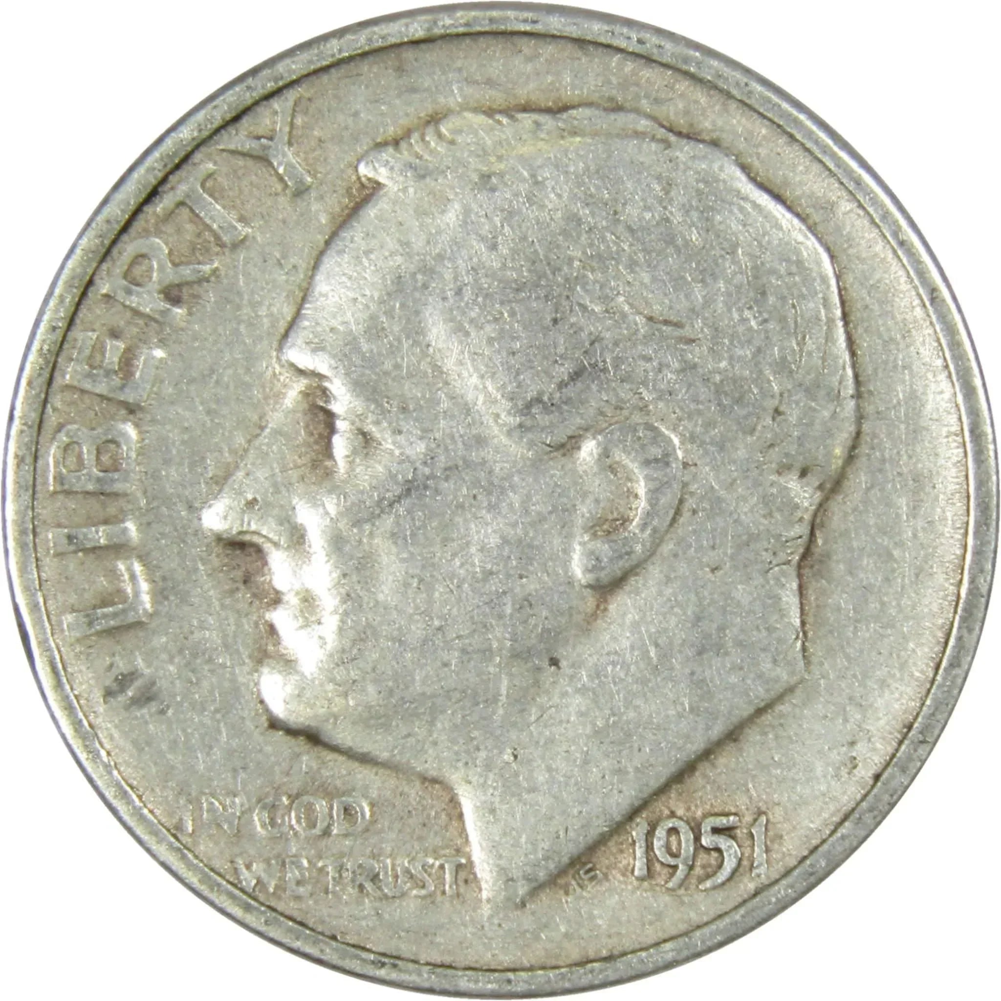 1951 S Roosevelt Dime AG About Good 90% Silver 10c US Coin Collectible