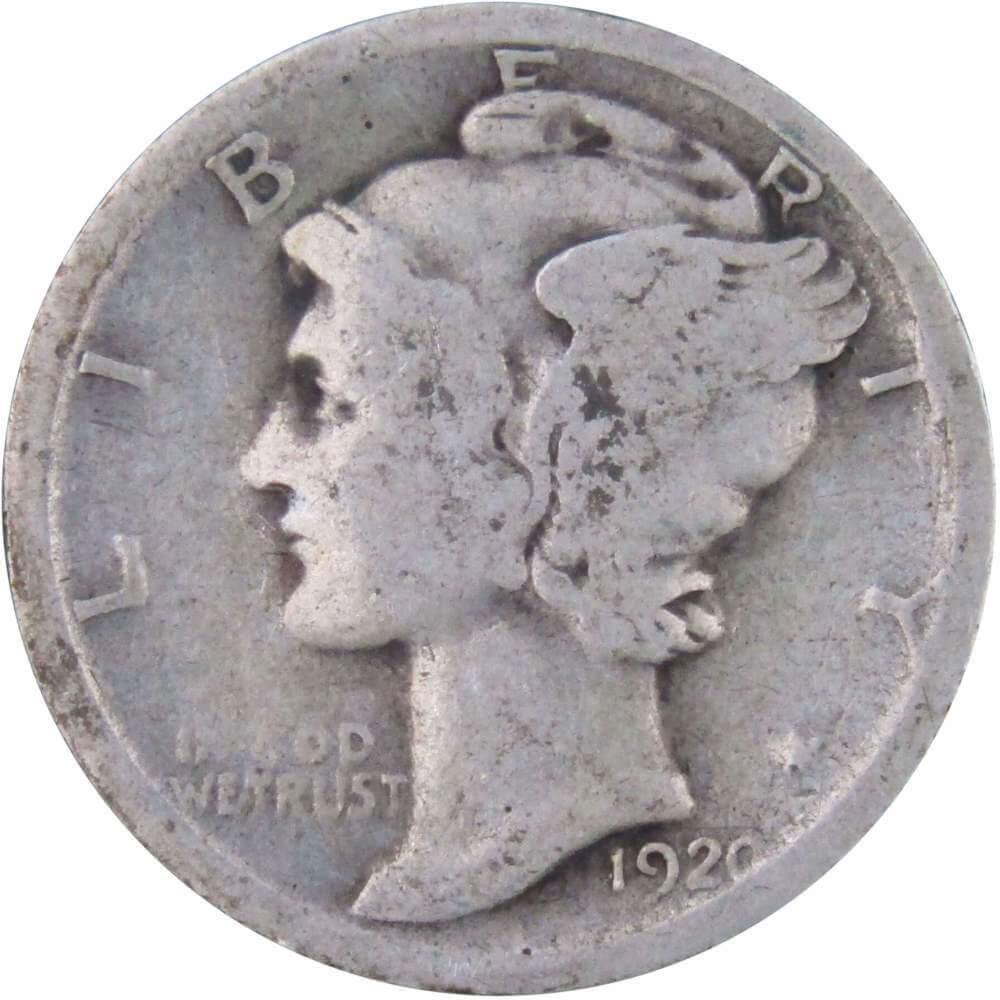 1920 Mercury Dime AG About Good 90% Silver 10c US Coin Collectible