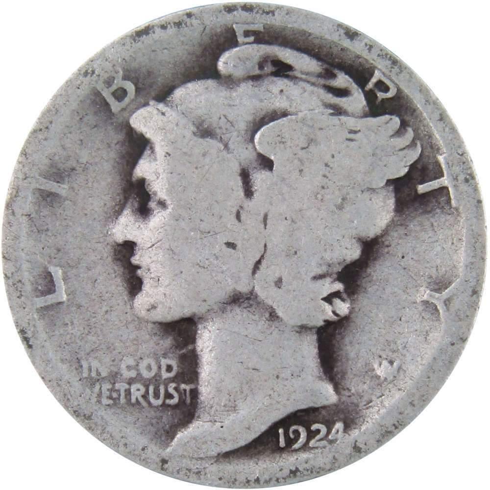 1924 Mercury Dime AG About Good 90% Silver 10c US Coin Collectible