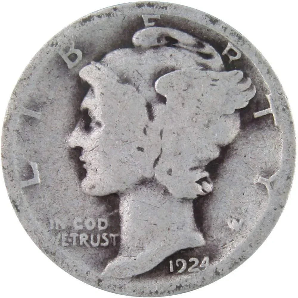 1924 Mercury Dime AG About Good 90% Silver 10c US Coin Collectible