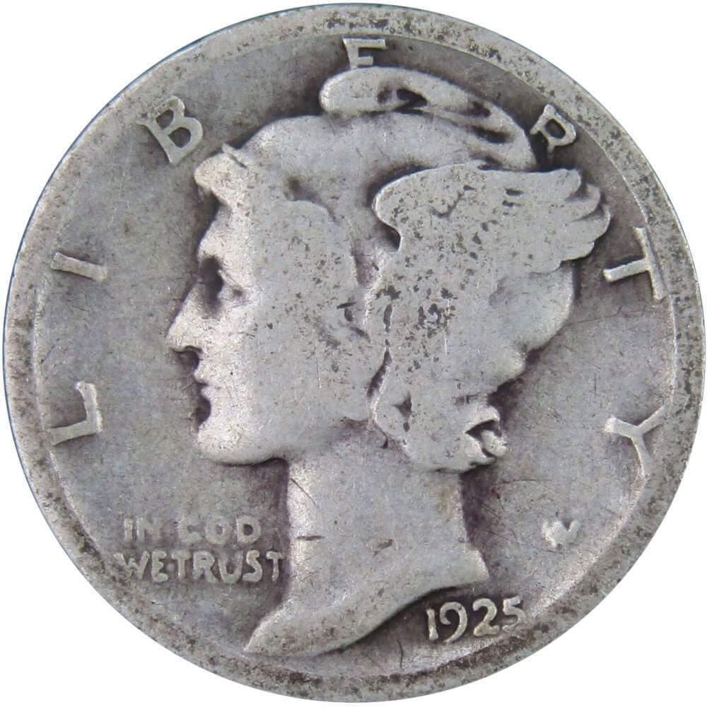 1925 Mercury Dime AG About Good 90% Silver 10c US Coin Collectible