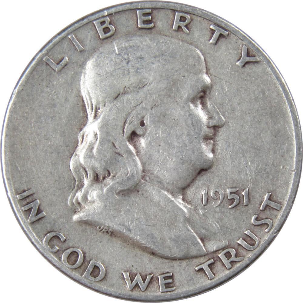 1951 S Franklin Half Dollar VG Very Good 90% Silver 50c US Coin Collectible