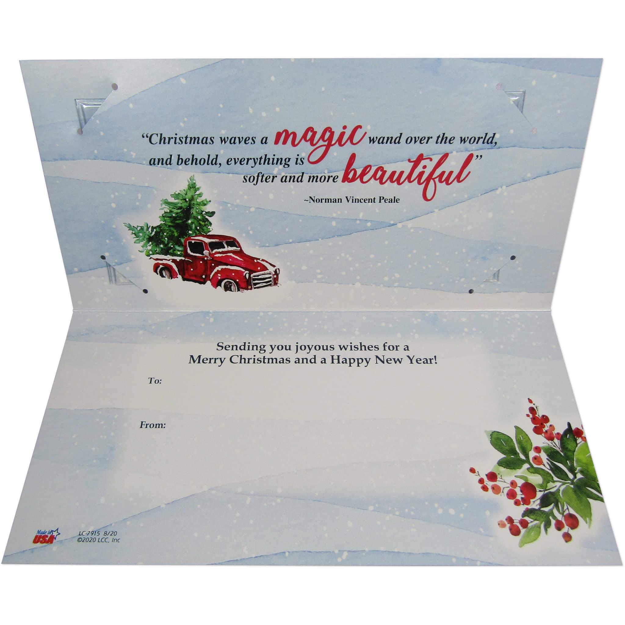 Colorized $2 Note Merry Christmas Card Red Truck Federal Reserve Small Size