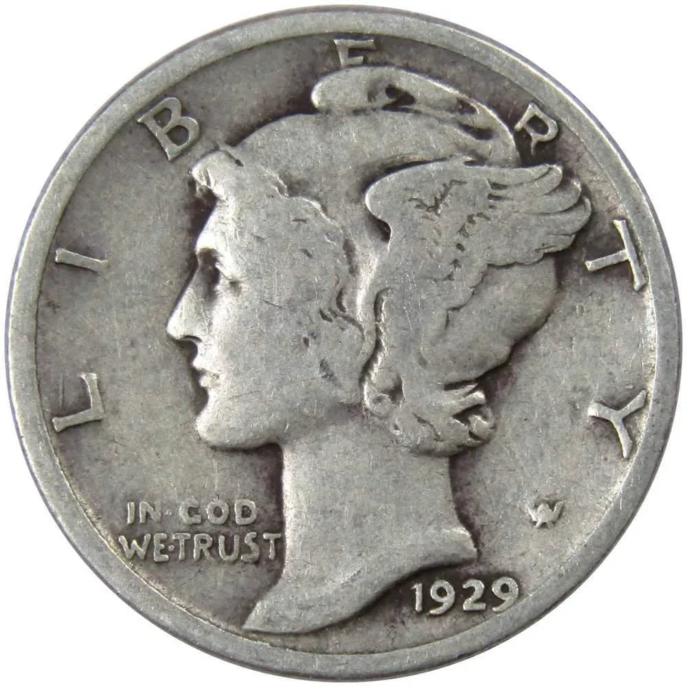 1929 Mercury Dime AG About Good 90% Silver 10c US Coin Collectible