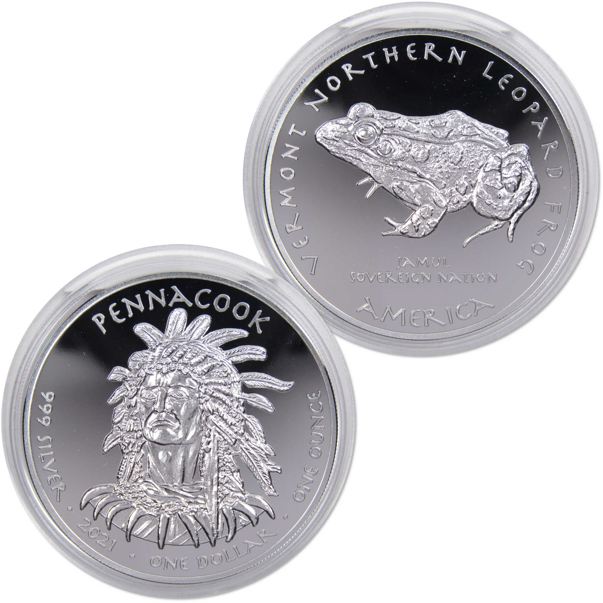 2021 Native American Jamul Pennacook Vermont Leopard Frog 1 oz Silver $1 Proof