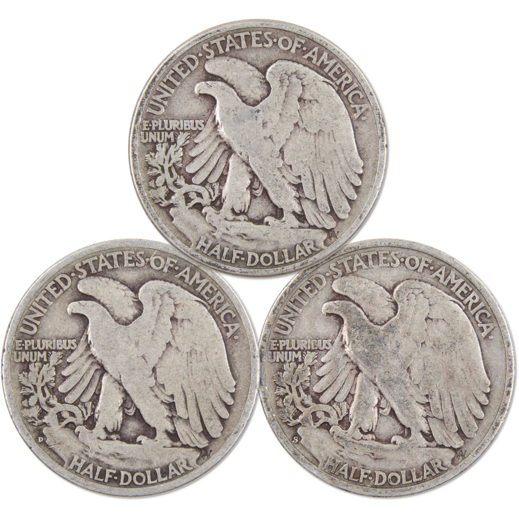 Liberty Walking Half Dollar 3 Coin PDS All Mint Gift Set VG 90% Silver 50c