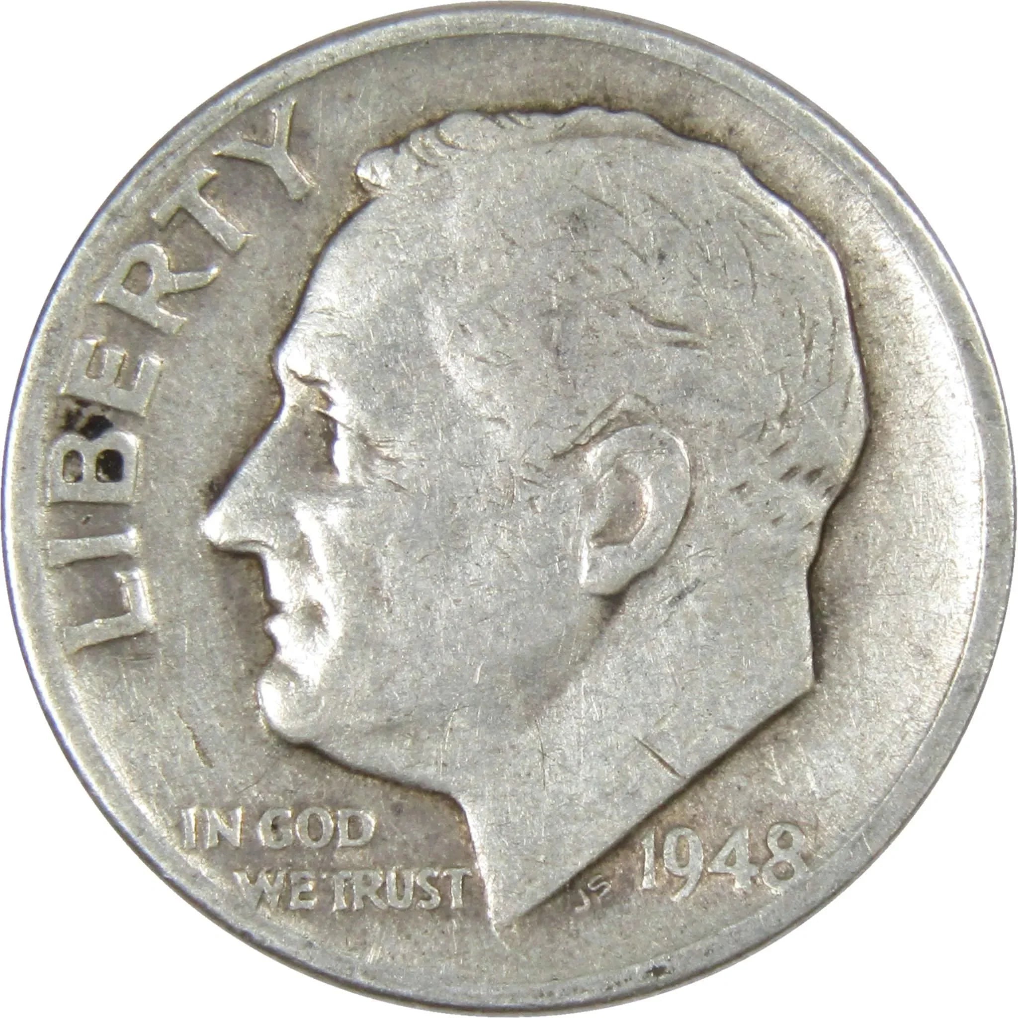 1948 Roosevelt Dime AG About Good 90% Silver 10c US Coin Collectible