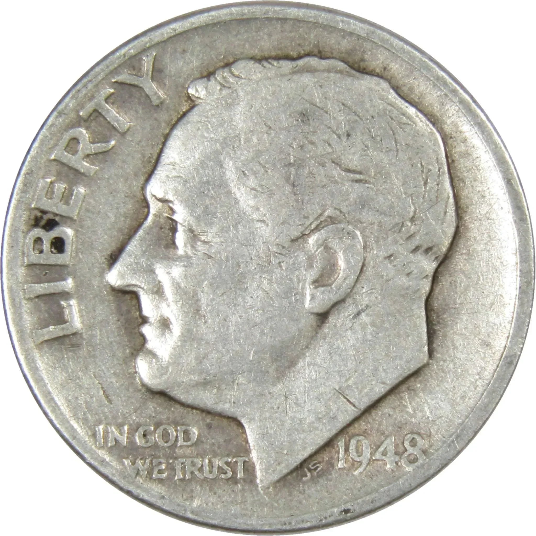 1948 Roosevelt Dime AG About Good 90% Silver 10c US Coin Collectible