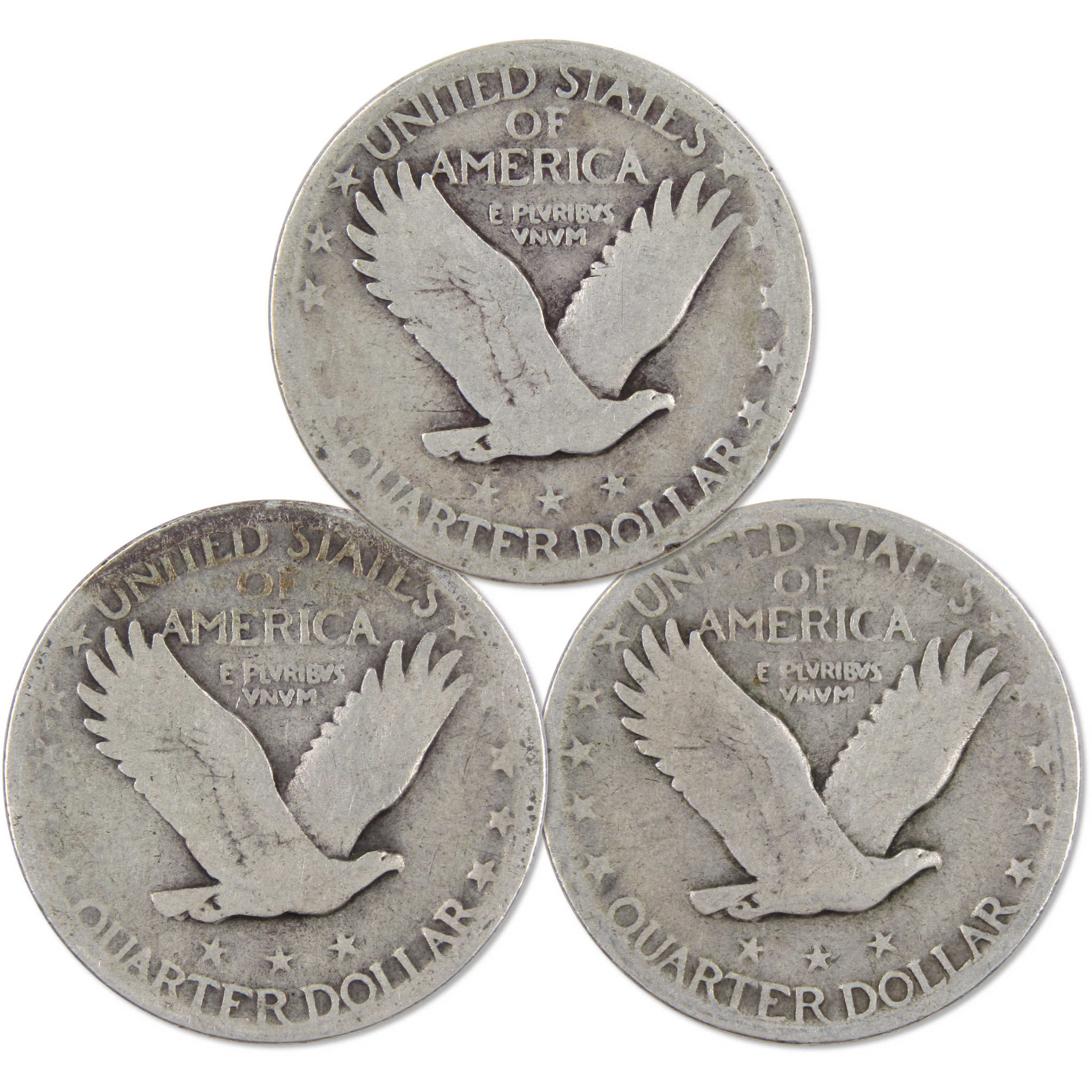 Standing Liberty Quarter 3 Coin PDS All Mint Gift Set AG About Good 90% Silver