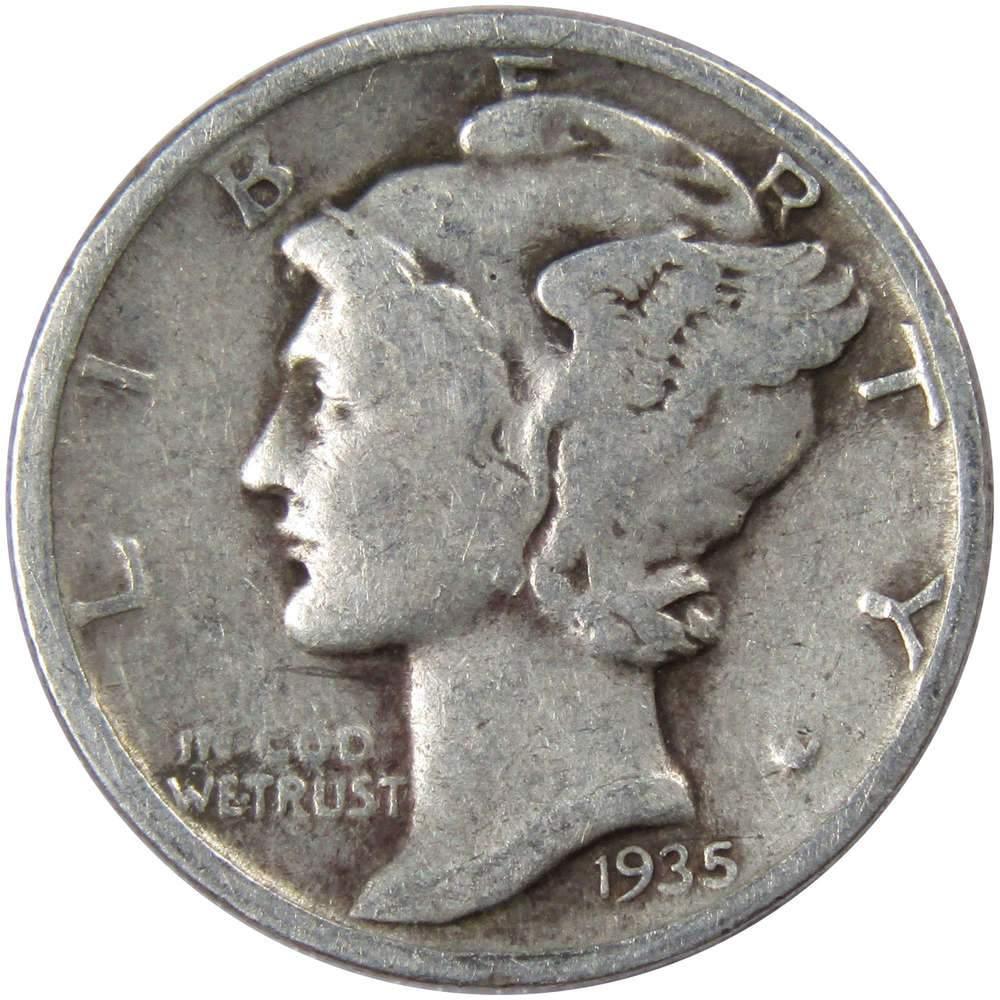 1935 Mercury Dime AG About Good 90% Silver 10c US Coin Collectible