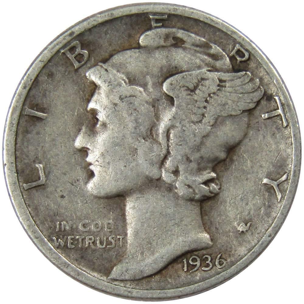 1936 D Mercury Dime F Fine 90% Silver 10c US Coin Collectible