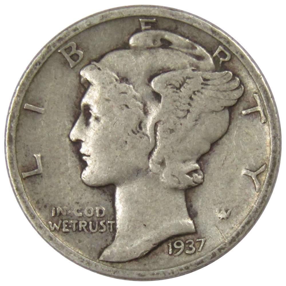 1937 D Mercury Dime AG About Good 90% Silver 10c US Coin Collectible