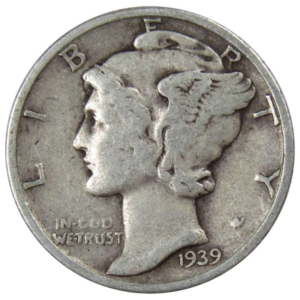 1939 Mercury Dime VG Very Good 90% Silver 10c US Coin Collectible