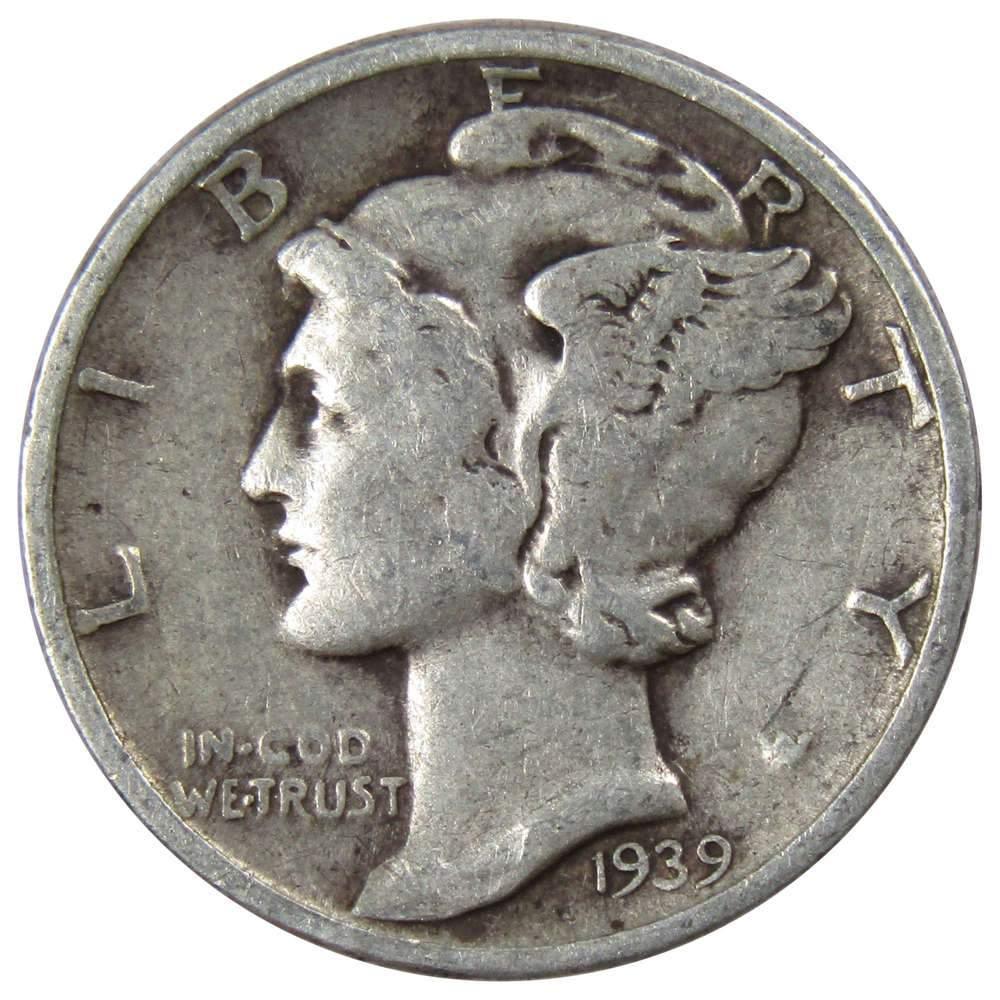 1939 Mercury Dime AG About Good 90% Silver 10c US Coin Collectible