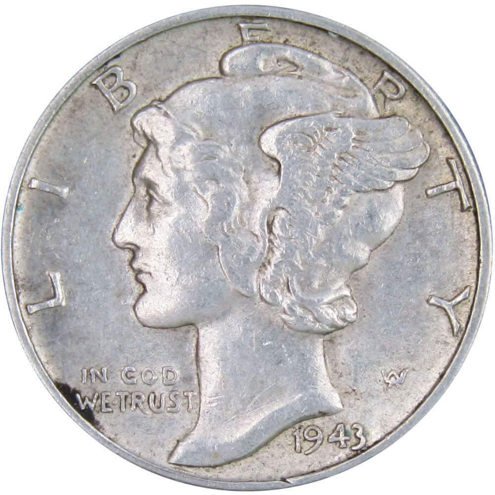 1943 Mercury Dime AU About Uncirculated 90% Silver 10c US Coin Collectible