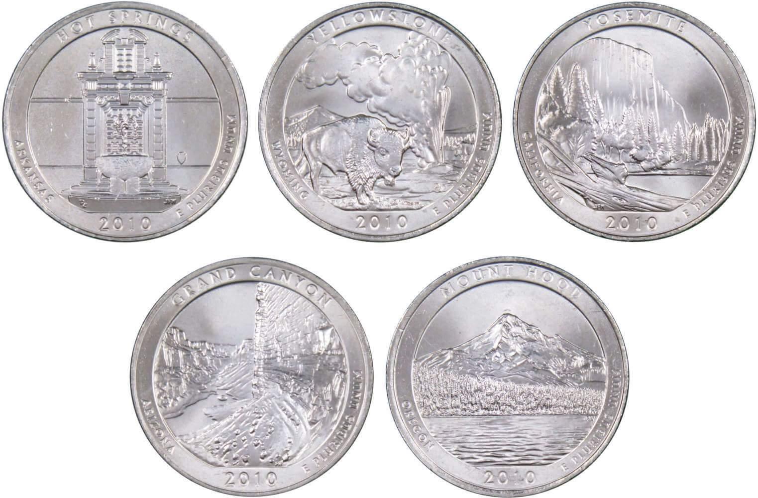 2010 D National Park Quarter 5 Coin Set Uncirculated Mint State 25c Collectible