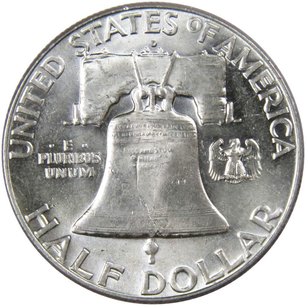 1963 D Franklin Half Dollar AU About Uncirculated 90% Silver 50c US Coin