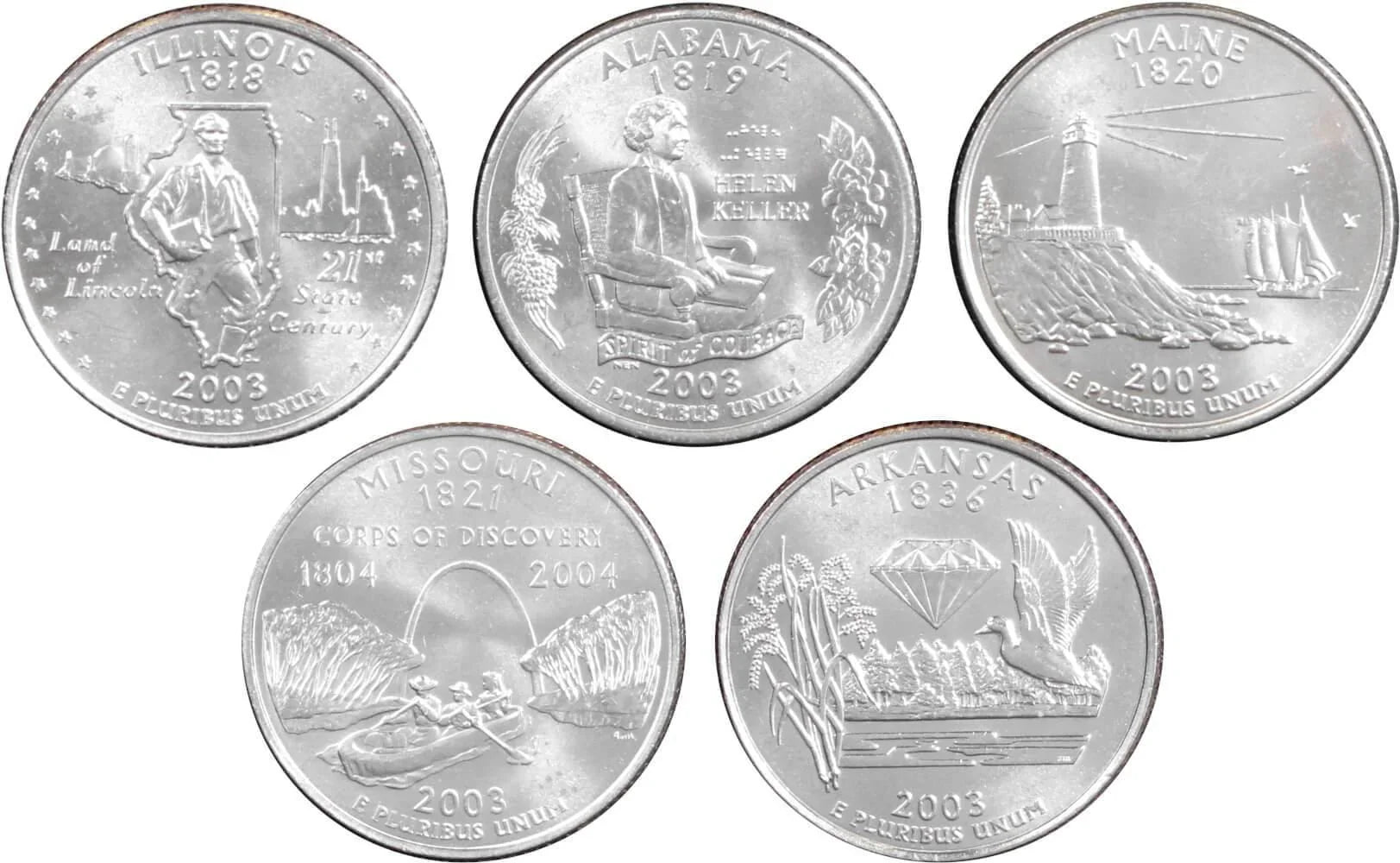 2003 D State Quarter 5 Coin Set BU Uncirculated Mint State 25c Collectible