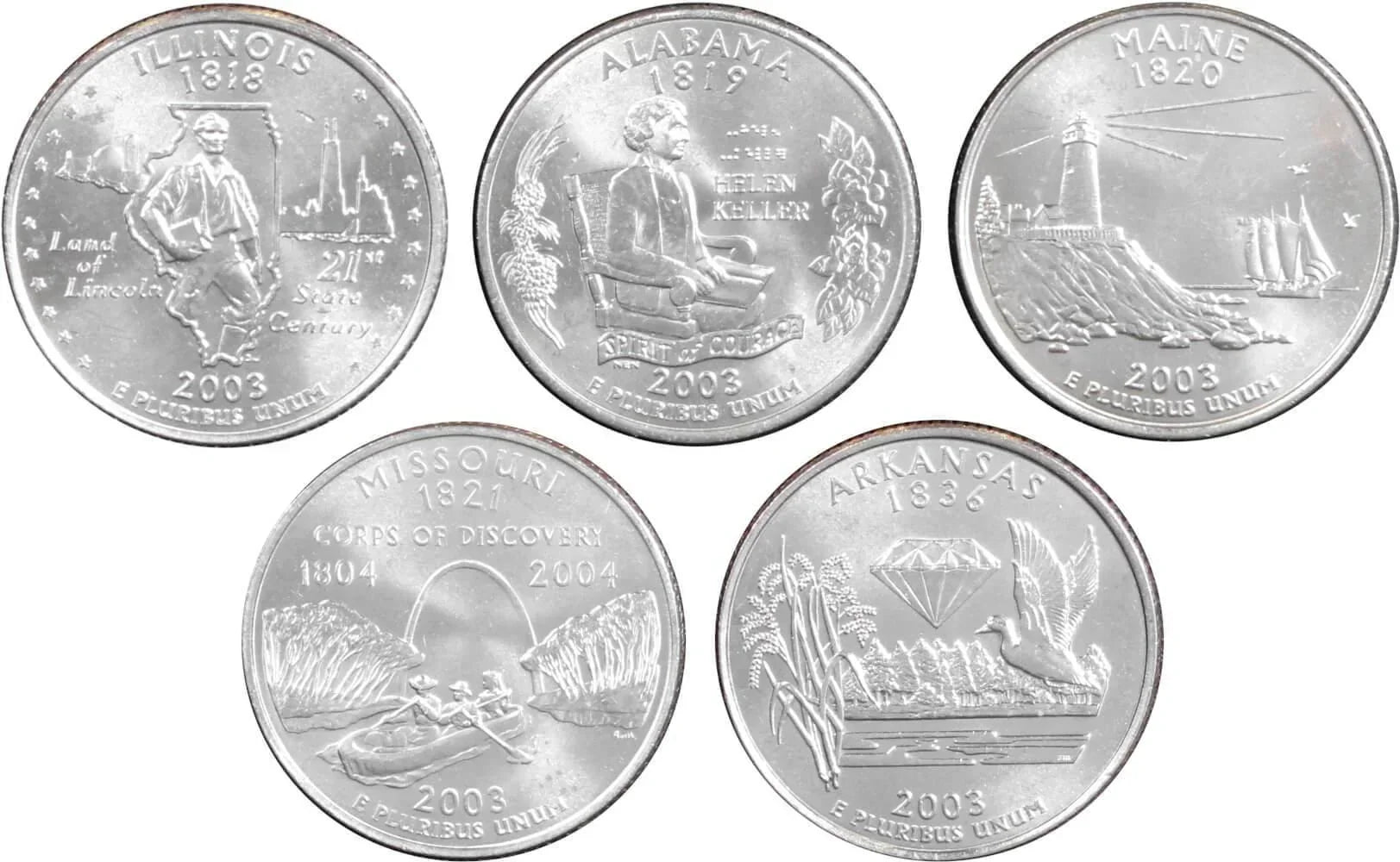 2003 D State Quarter 5 Coin Set BU Uncirculated Mint State 25c Collectible