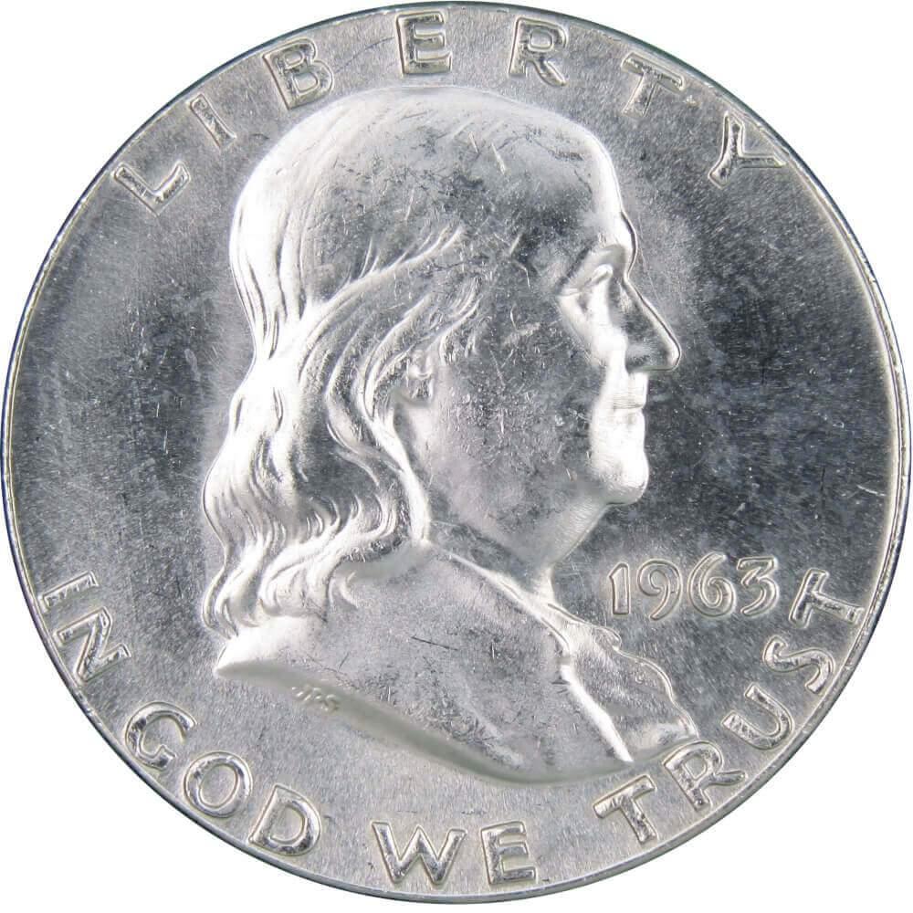 1963 Franklin Half Dollar BU Uncirculated Mint State 90% Silver 50c US Coin