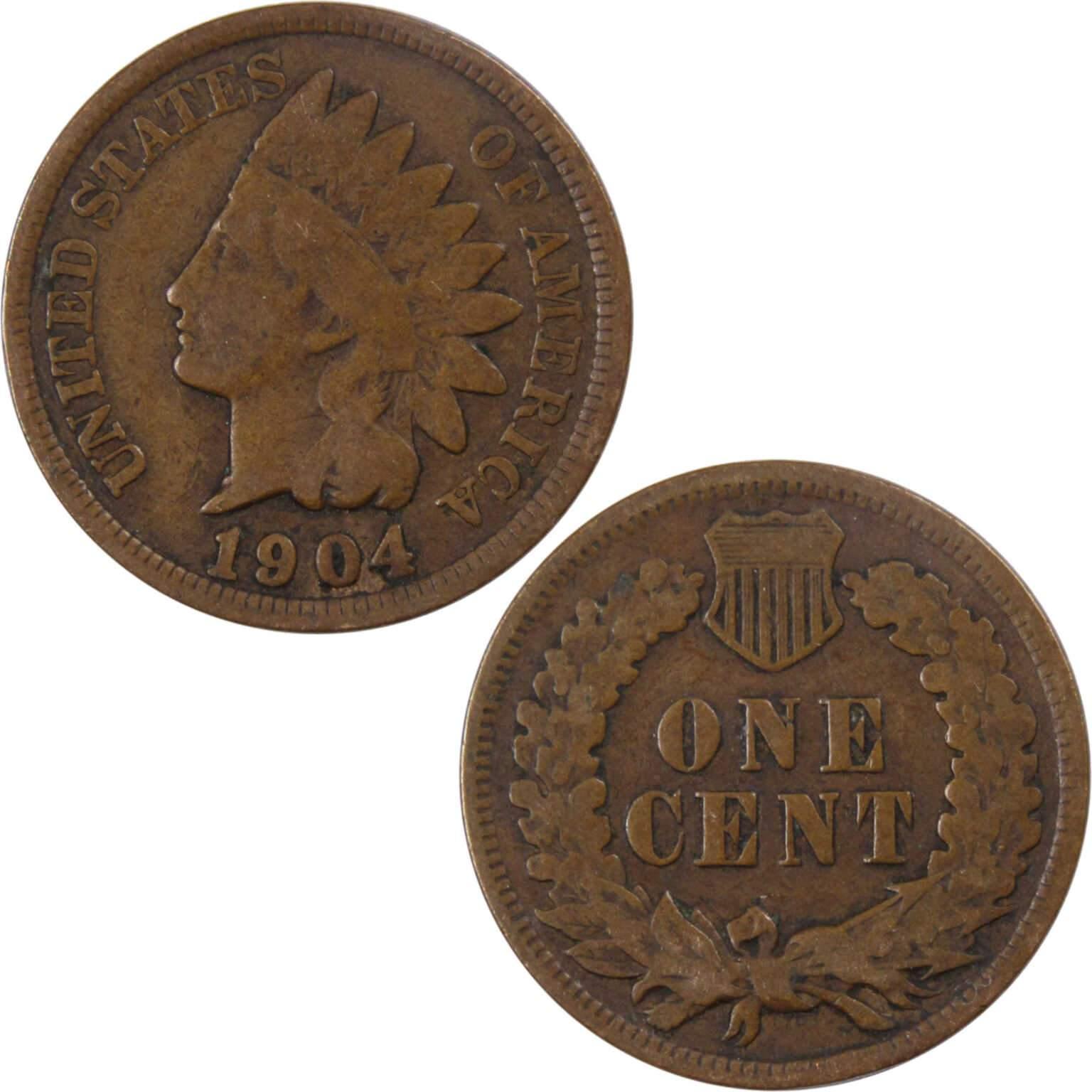 1904 Indian Head Cent G Good Bronze Penny 1c Coin Collectible