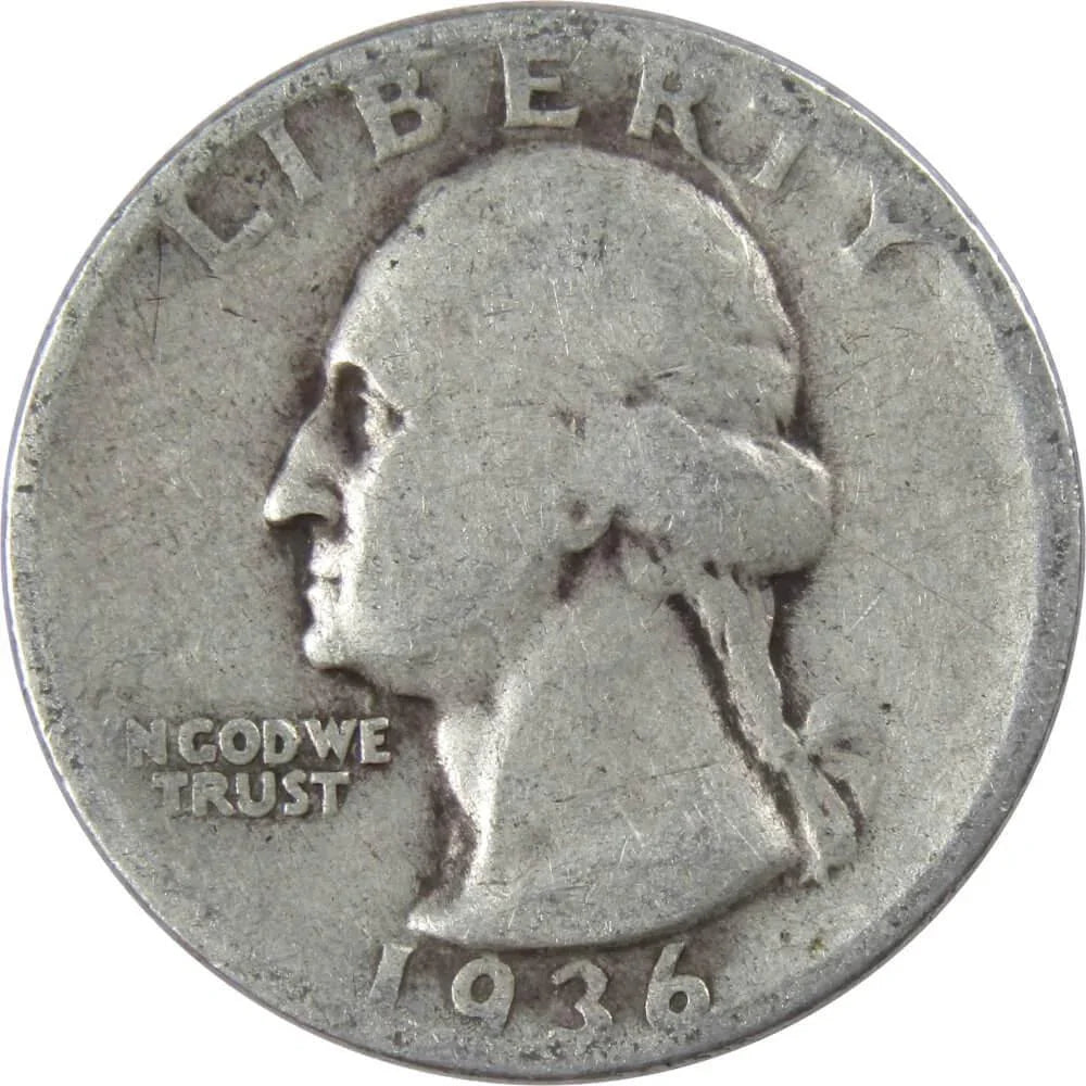1936 Washington Quarter G Good 90% Silver 25c US Coin Collectible