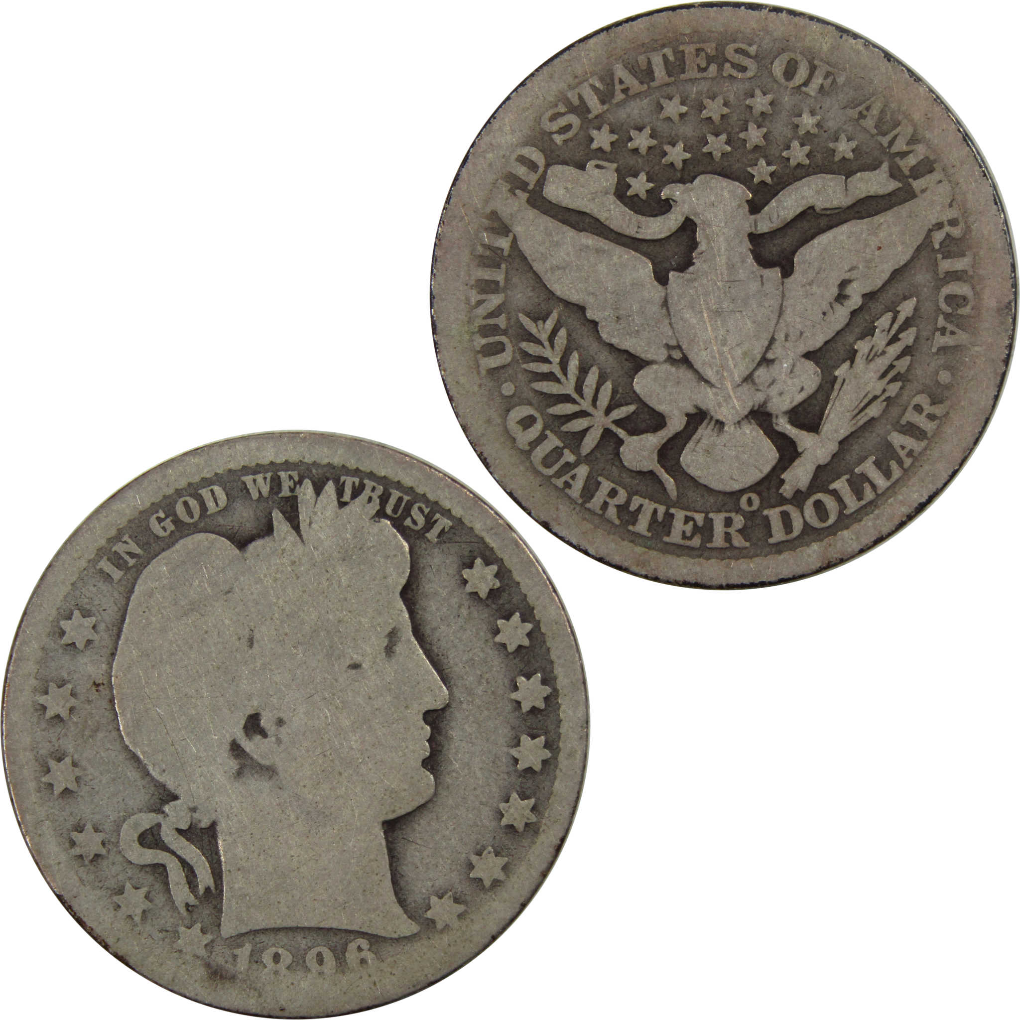 1896 O Barber Quarter AG About Good 90% Silver 25c Coin SKU:I4945