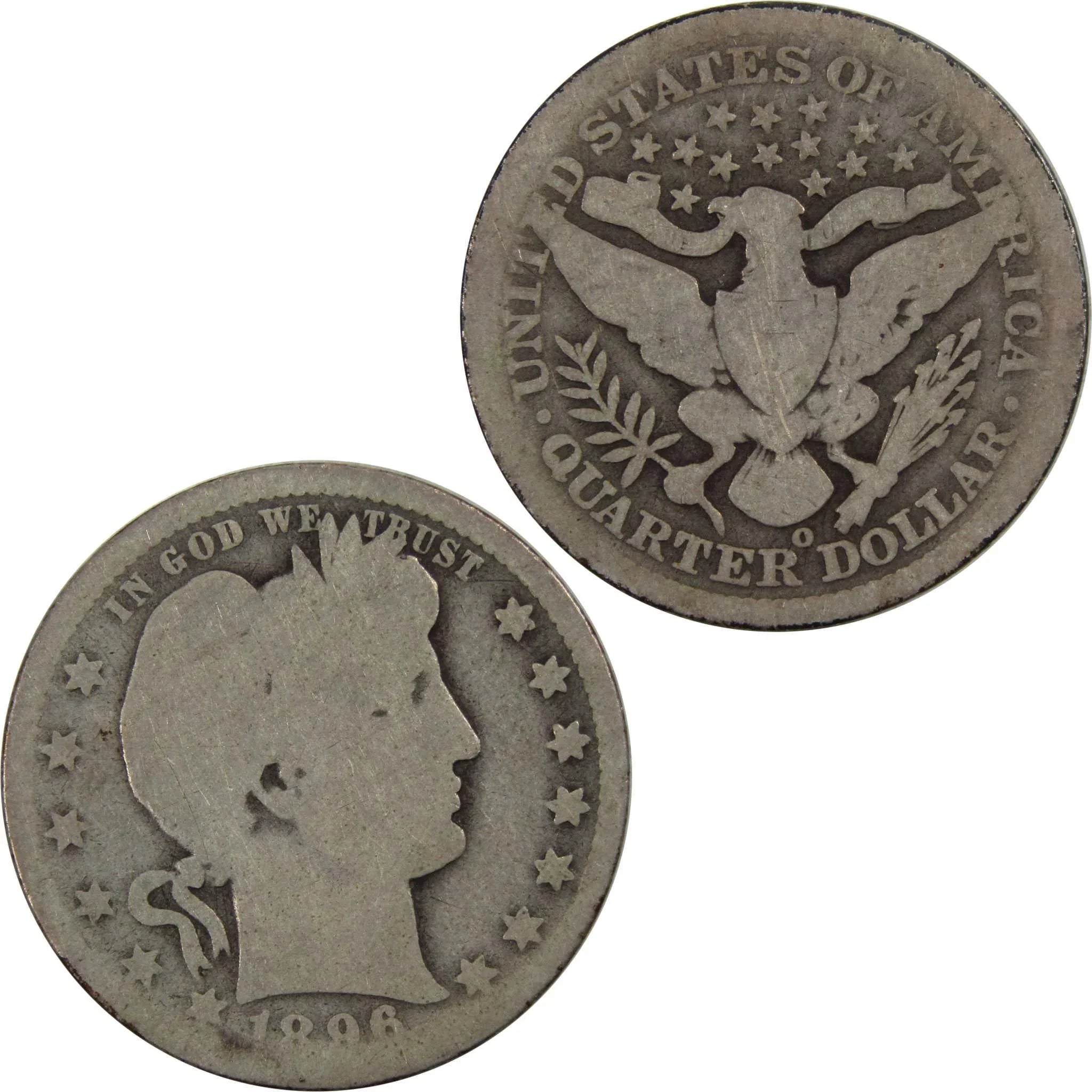 1896 O Barber Quarter AG About Good 90% Silver 25c Coin SKU:I4945
