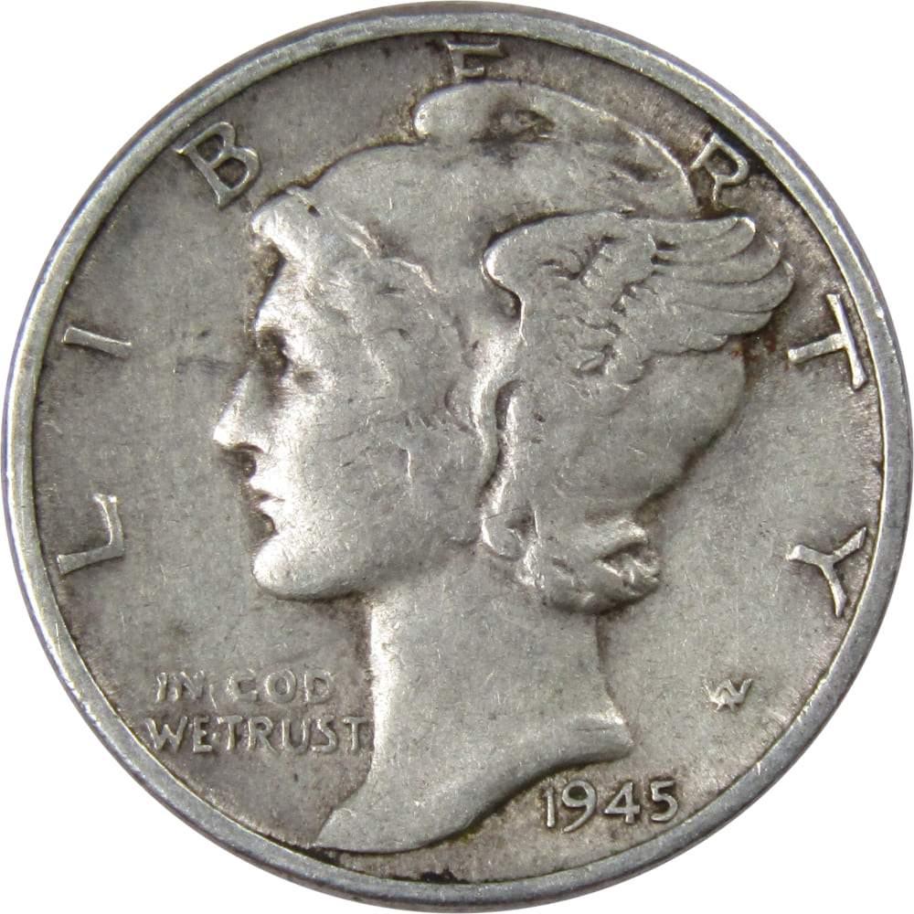 1945 Mercury Dime F Fine 90% Silver 10c US Coin Collectible